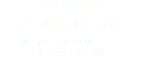 (044) 873-3057 62 cathedral street, george tu- sa from 18:00 to 23:00 (last call at 22:30)